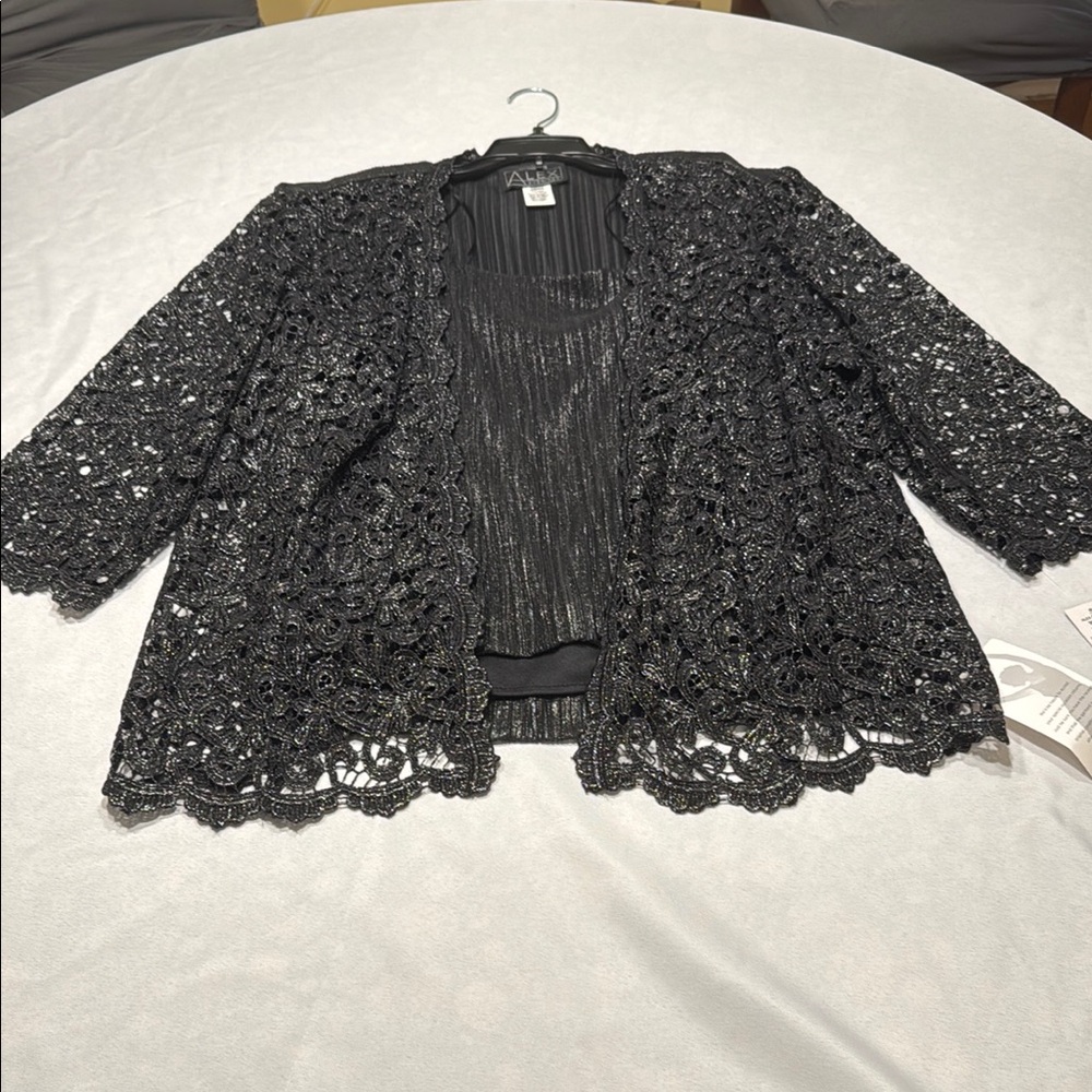 Black Lace Open Front Cardigan